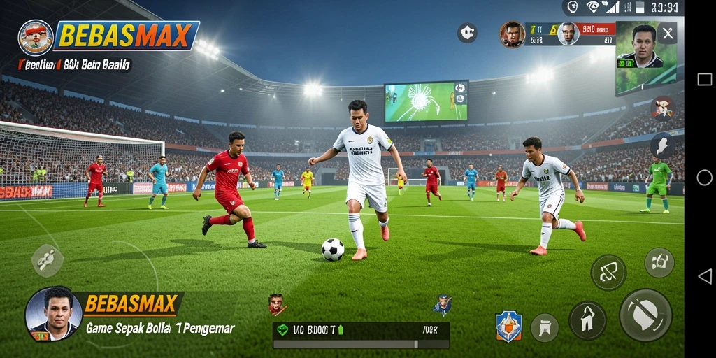 Tangkapan layar dari gameplay <strong>BEBASMAX</strong> yang menampilkan aksi seru di lapangan.