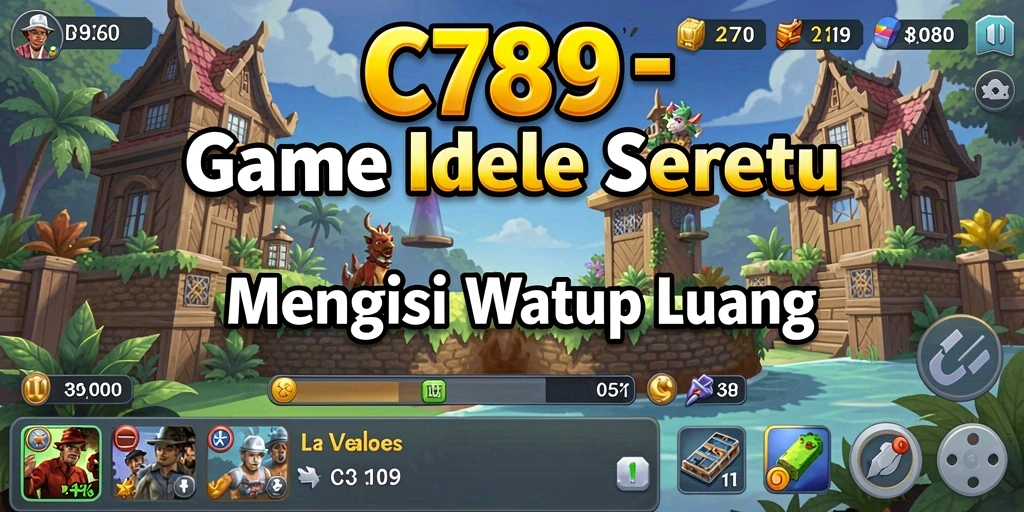 Tampilan screenshot utama C789 menampilkan karakter yang sedang bekerja dalam gameplay Idle.