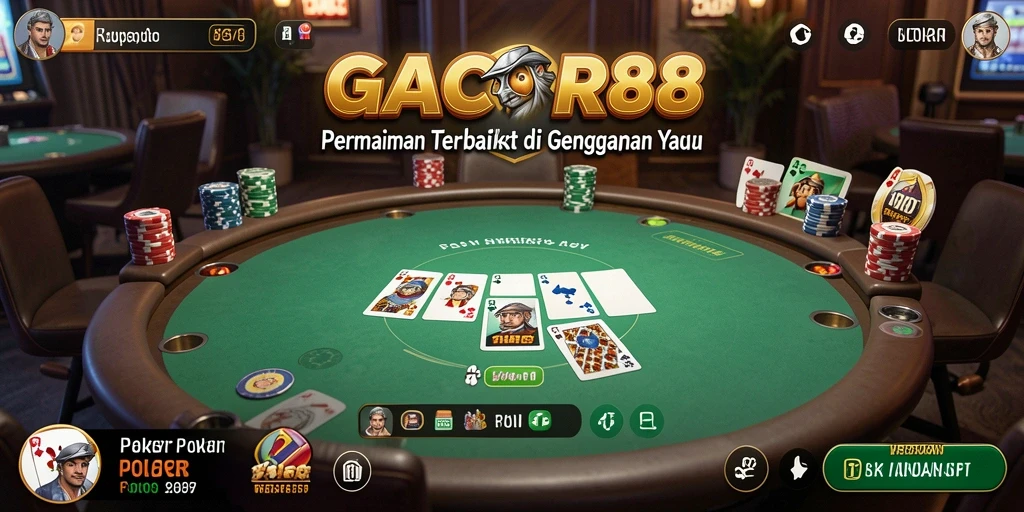 Tampilan gameplay Poker seru di GACOR88 dengan pemain aktif.