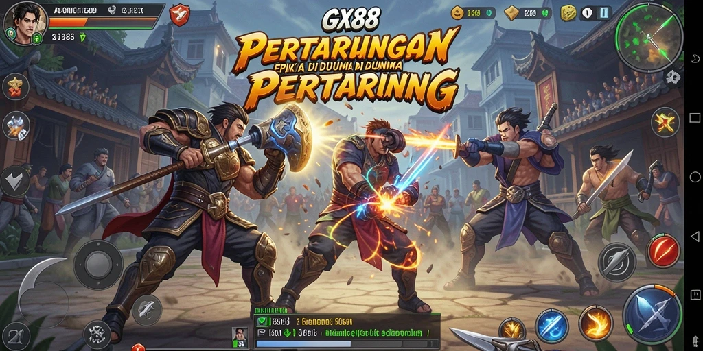 Tampilan gameplay GX88 yang menakjubkan dalam pertempuran intens.