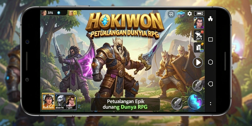 Screenshot HOKIWON menampilkan aksi pertarungan seru di dunia RPG.