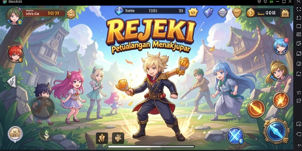 Tampilan gameplay REJEKI yang penuh warna dan aksi seru.