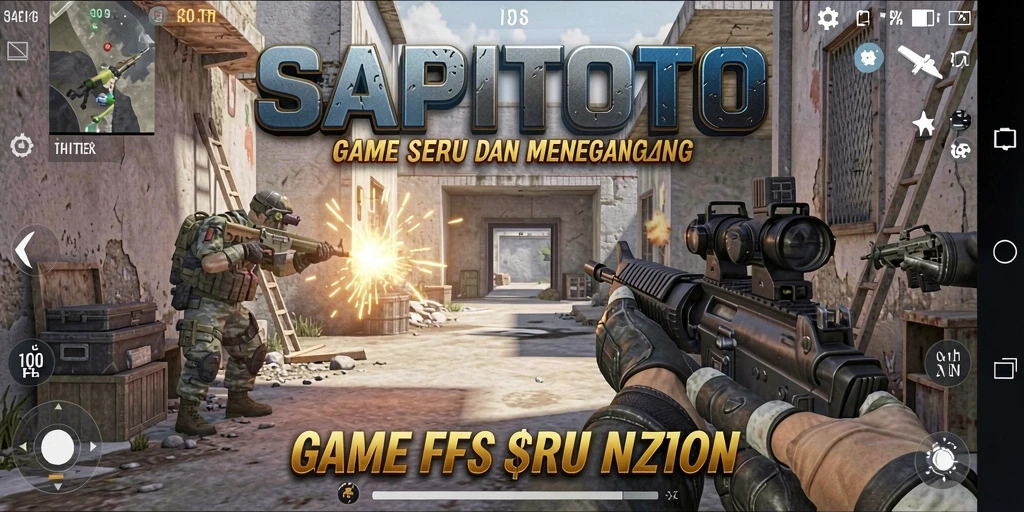 Screenshot gameplay SAPITOTO yang menampilkan aksi FPS mendebarkan.