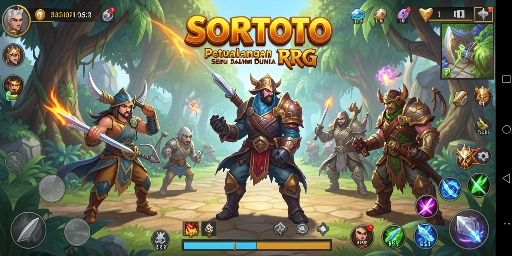 Screenshot gameplay SORTOTO menampilkan aksi pertempuran seru dalam dunia RPG.