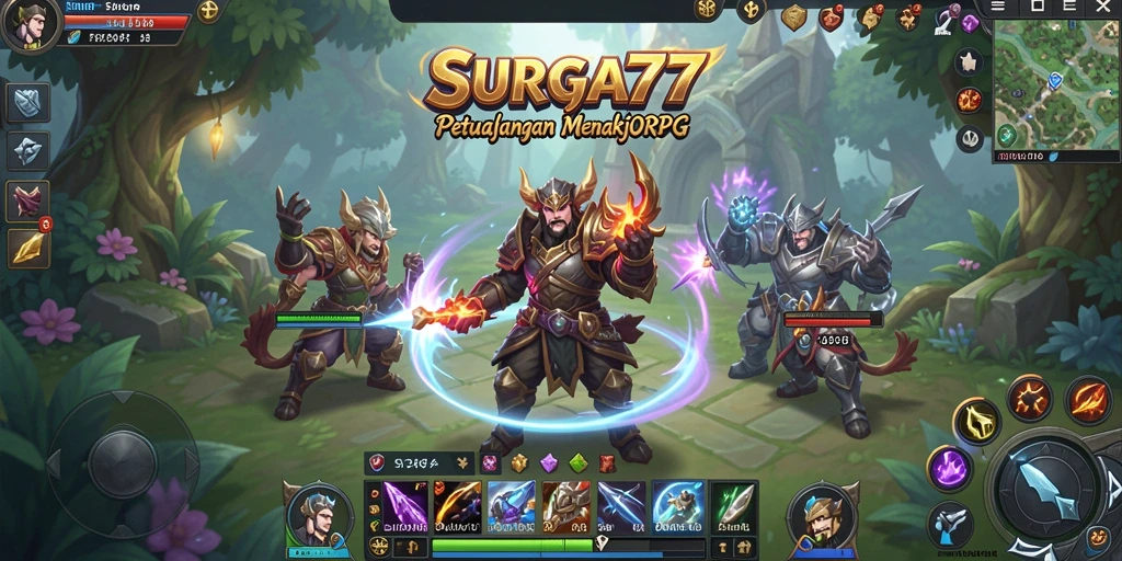 Tampilan gameplay SURGA77 dengan aksi seru dalam pertarungan MMORPG.