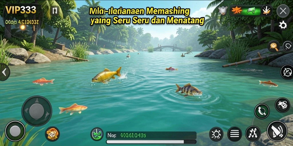 Screenshot gameplay VIP333 yang menunjukkan serunya memancing ikan.
