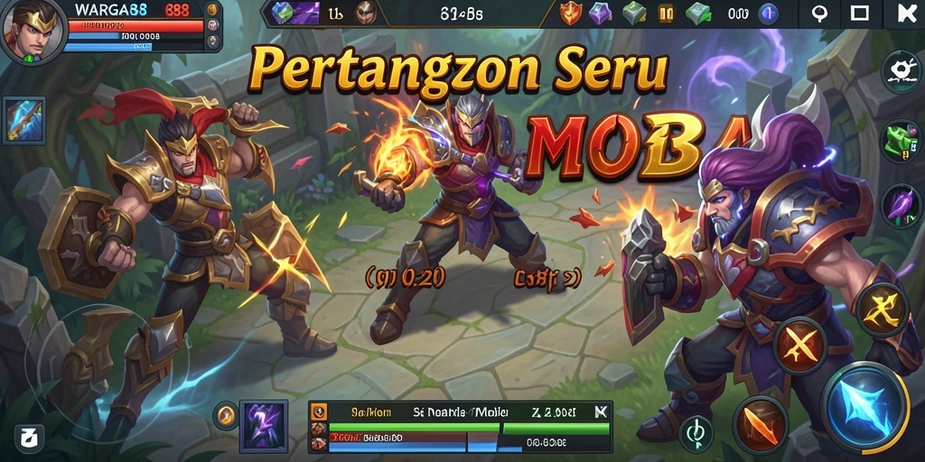Tangkapan layar gameplay epik dari WARGA88 yang menggambarkan aksi seru dalam pertarungan MOBA.